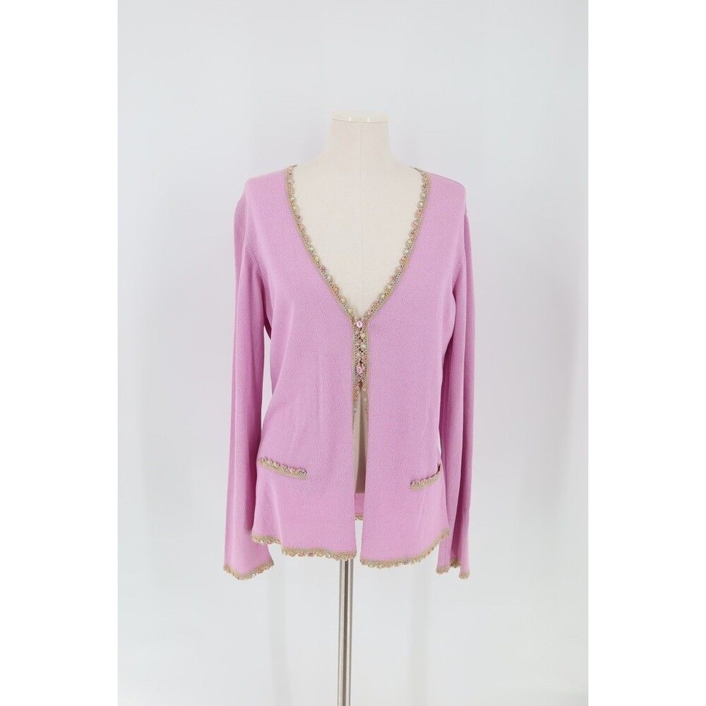 Vintage Escada Purple Sequin Cardigan Long Sleeve Women Size 40/ US 8